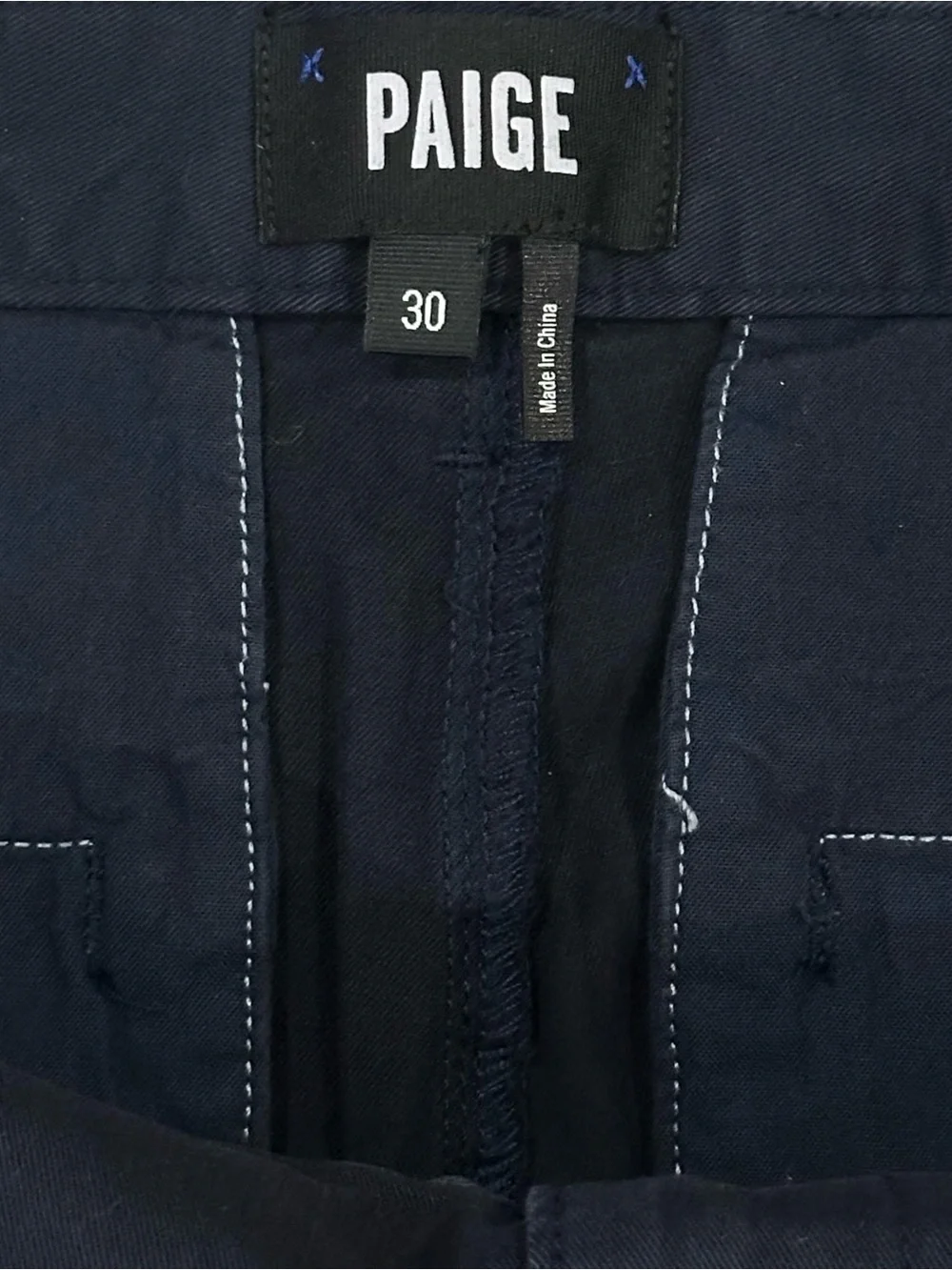 PAIGE Men's Mid Rise Stretch Chino Shorts Size 30 Dark Navy Blue 8.5” Inseam